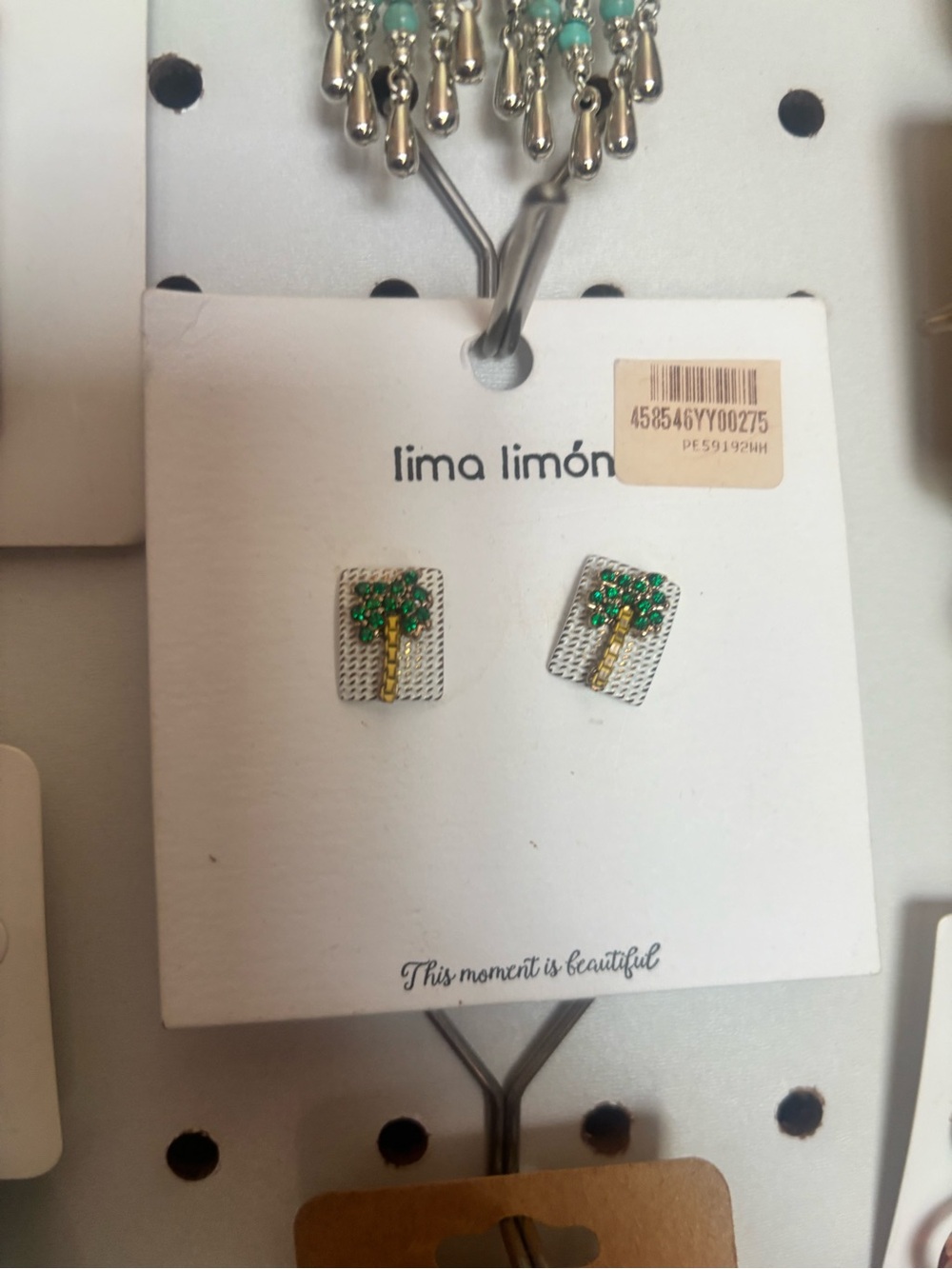 Green Palm Tree Stud Earrings